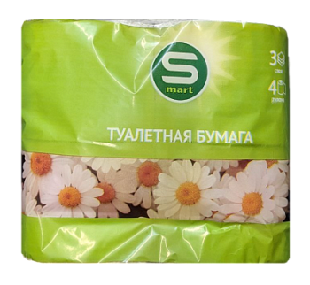 Бумага туалетная SMART 3-сл 4 рул