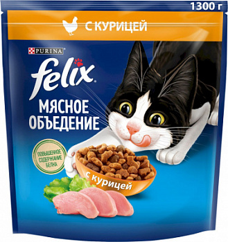 Корм сухой для кошек Феликс Мясное объедение Курица 600г