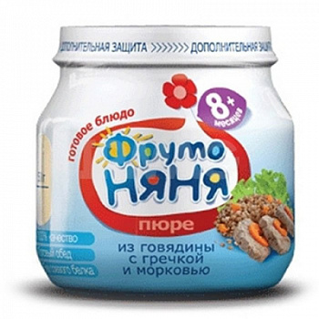 Пюре ФрутоНяня Говядина/Гречка/Морковь с 8мес ст/б 100г
