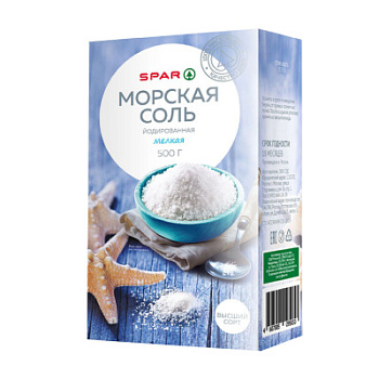 Соль морская мелкая йодированная SPAR 500г