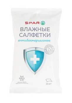 Салфетки влажные SPAR Антисептические 15шт