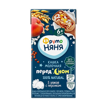 Каша молоч ФрутоНяня 5 Злаков/Персик 6м 0,2л БЗМЖ